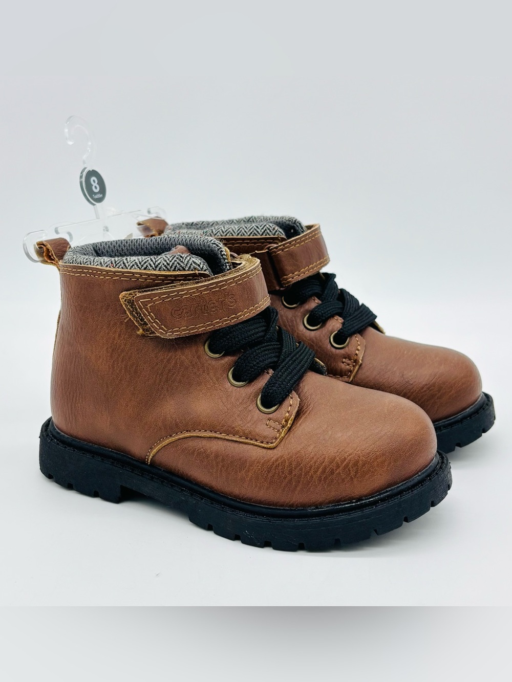 Carters Baxter2 CR Toddler Work Hiking Boots 8 Brown Rugged Utility Hook Loop